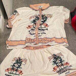 Fashion Nova Cream and Tan Palm Tree Set